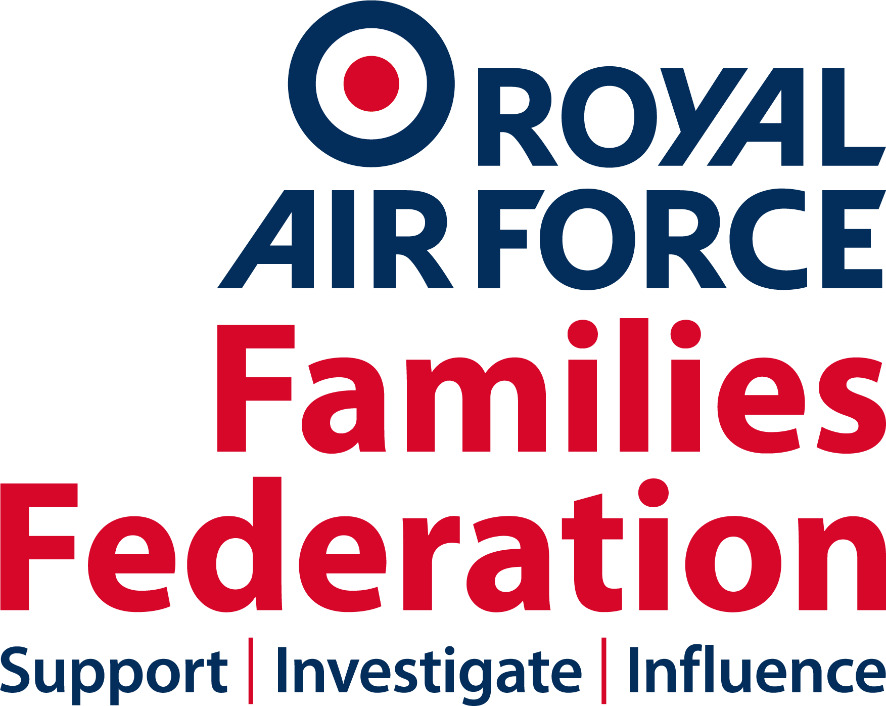 Text logo with thick dark blue red and pale blue line : SSAFA, the Armed Forces Charity