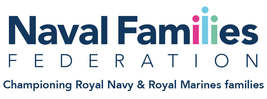 Text logo with thick dark blue red and pale blue line : SSAFA, the Armed Forces Charity