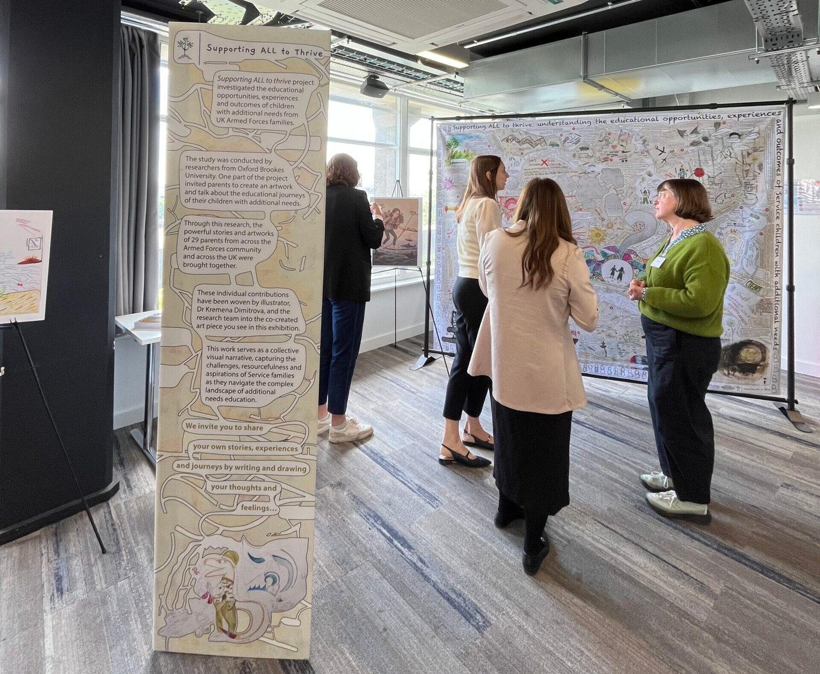 Art exhibition with attendees